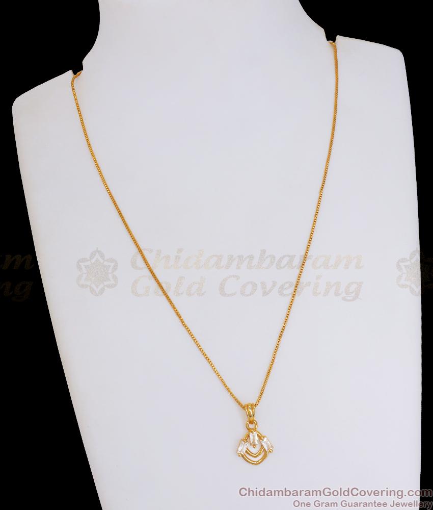 Shop Gold Plated Pendant Chain Light Weight White Stone Collections SMDR2035