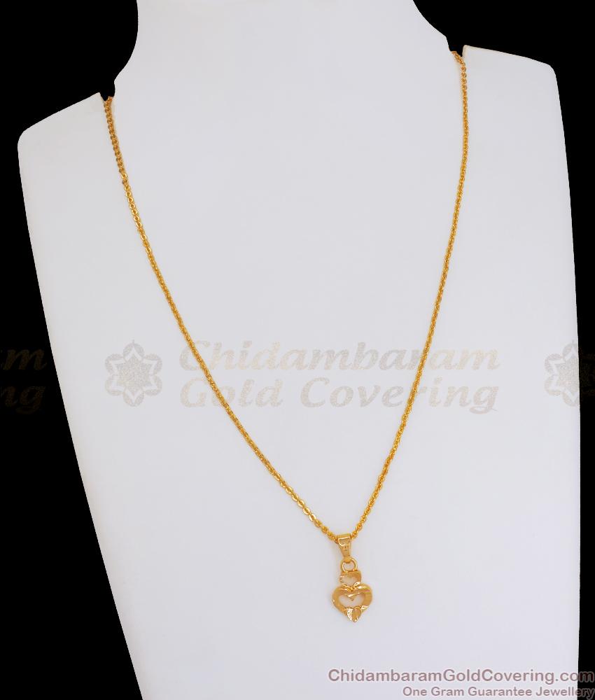 Dual Heart One Gram Gold Pendant Chain Valentines Special SMDR2036