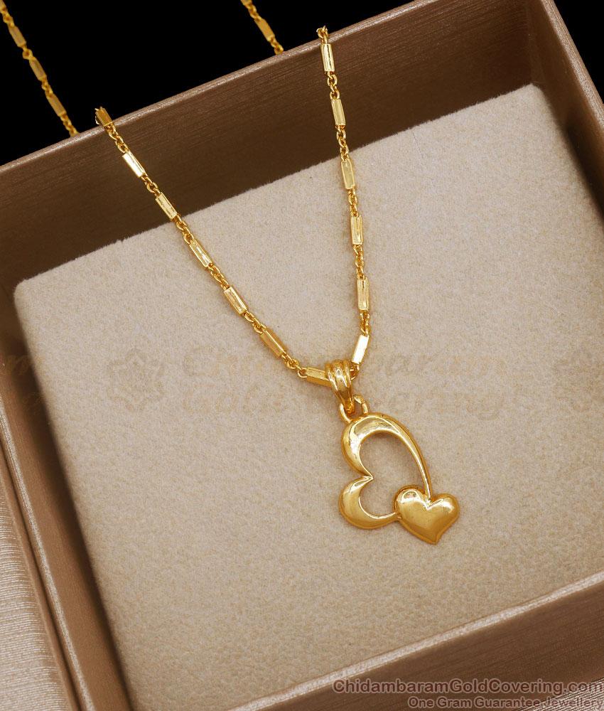 Buy Gold Plated Pendant Chain Double Heart Designs For Valentine SMDR2040