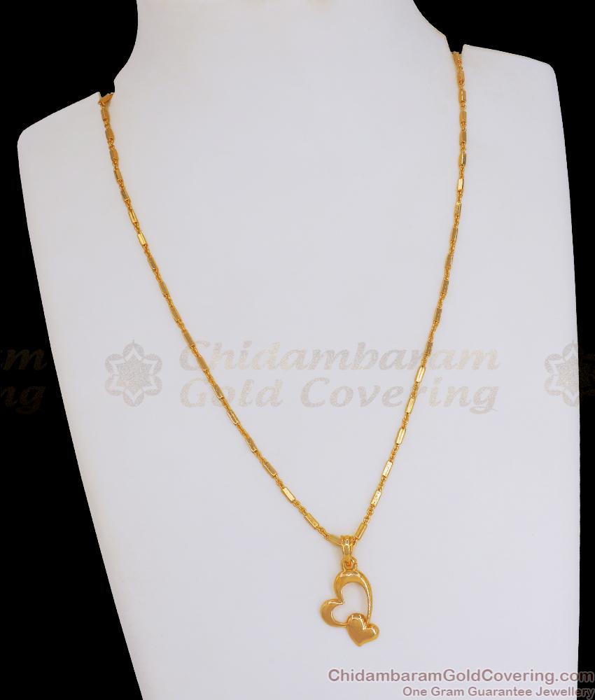Buy Gold Plated Pendant Chain Double Heart Designs For Valentine SMDR2040