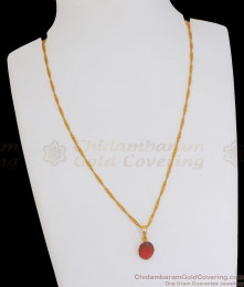 Attractive Single Ruby Stone Gold Imitation Pendant Chains Shop Online SMDR2041