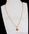 Beautiful Full Ruby Floral Pendant Gold Plated Chain Shop Online SMDR2042