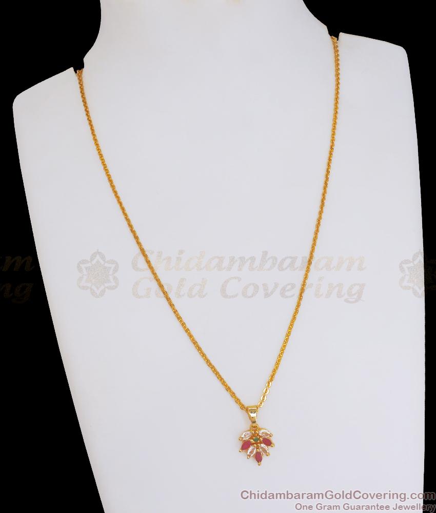 Multi Stones Christmas Tree Design Gold Pendant Chain Collections Shop Online SMDR2043