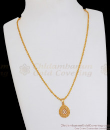 One Gram Gold Pendant Chain White Ad Stone Droplet Design SMDR2044 One Gram Gold Pendant Chain White Ad Stone Droplet Design SMDR2044