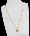 Diamond Designs White Zircon Stone Floral Gold Pendant Chain Daily Wear SMDR2045