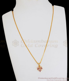 Diamond Designs White Zircon Stone Floral Gold Pendant Chain Daily Wear SMDR2045 Diamond Designs White Zircon Stone Floral Gold Pendant Chain Daily Wear SMDR2045