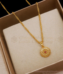 Spiral 1 Gram Gold Pendant Chain Cz Ruby Stone Design SMDR2046 Spiral 1 Gram Gold Pendant Chain Cz Ruby Stone Design SMDR2046