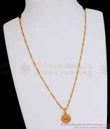 Spiral 1 Gram Gold Pendant Chain Cz Ruby Stone Design SMDR2046 Spiral 1 Gram Gold Pendant Chain Cz Ruby Stone Design SMDR2046