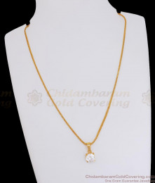Glittering Solitaire Design White Stone Gold Chain Lucky Pendant Collections SMDR2047 Glittering Solitaire Design White Stone Gold Chain Lucky Pendant Collections SMDR2047