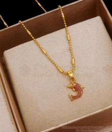 1 Gram Gold Small Pendant Dolphin Design With Mani Malai Chain SMDR2048 1 Gram Gold Small Pendant Dolphin Design With Mani Malai Chain SMDR2048