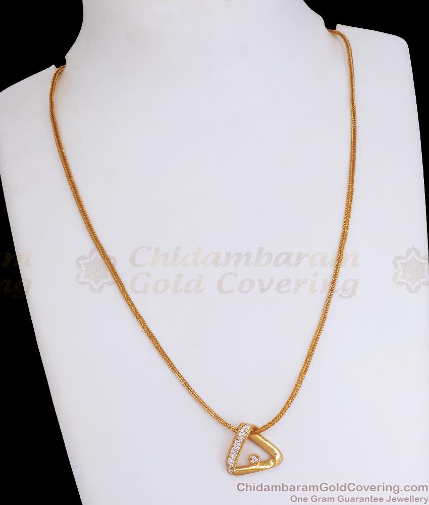 New Triangle Gold Imitation Small Dollar Chain Cz Stone Designs SMDR2053