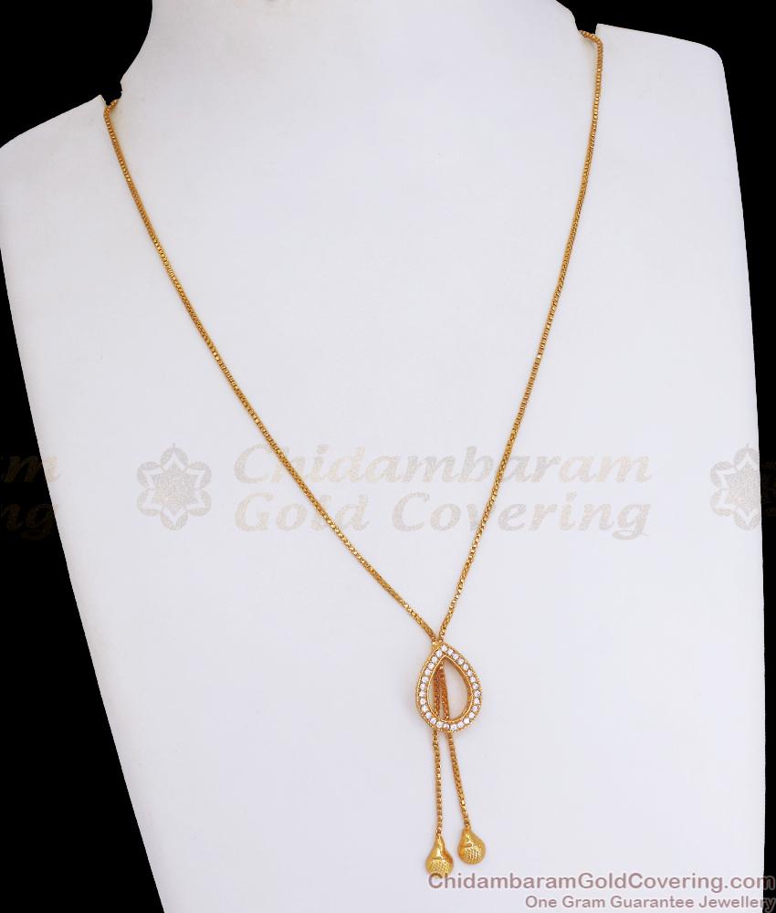 Pure Gold Tone Pendant Chain Office Wear Designs Shop Online SMDR2055