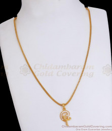 Beautiful Peacock Design White Stone Gold Pendant Chain Shop Online SMDR2060 Beautiful Peacock Design White Stone Gold Pendant Chain Shop Online SMDR2060