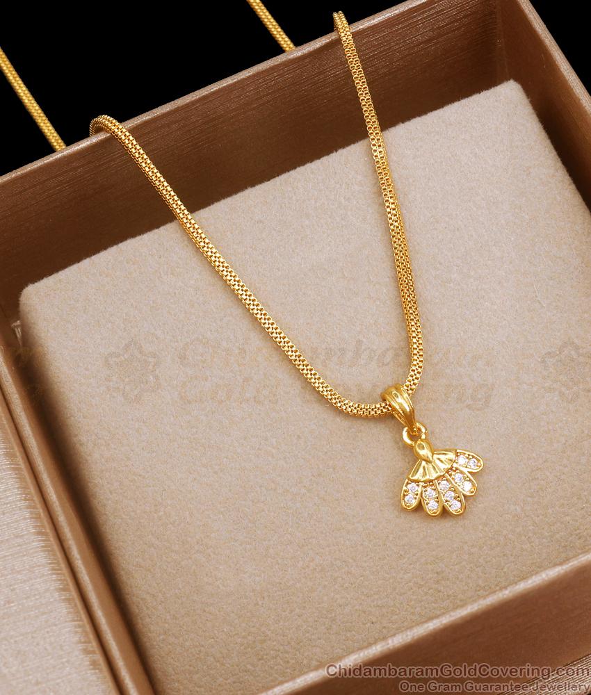 Cute Ad White Stone 1 Gram Gold Pendant Chain Collections SMDR2063