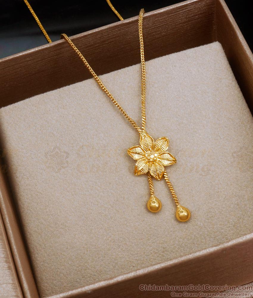 Stylish Hanging Beads Gold Imitation Pendant Chain Floral Designs SMDR2068