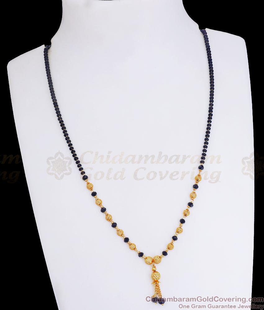 18 Inch Gold Plated Mangalsutra Black Beaded Single Line Designs SMDR2072