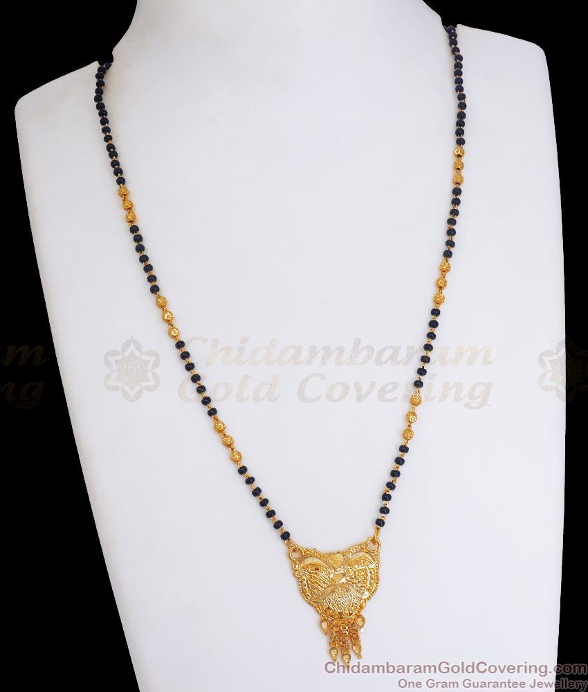 Stylish 1 Gram Gold Pendnant Chain Black Beaded Mangalsutra Collections SMDR2078