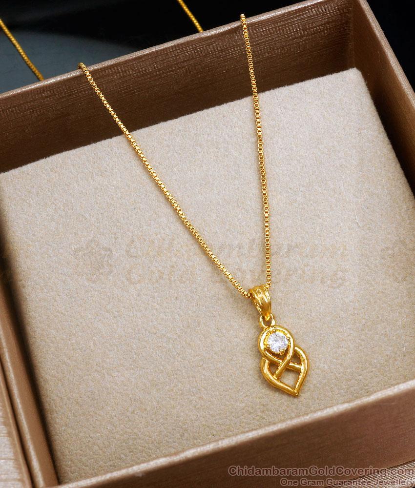 Elegant Gold Heart Pendant Chain White Ad Stone Collections SMDR2083 Elegant Gold Heart Pendant Chain White Ad Stone Collections SMDR2083