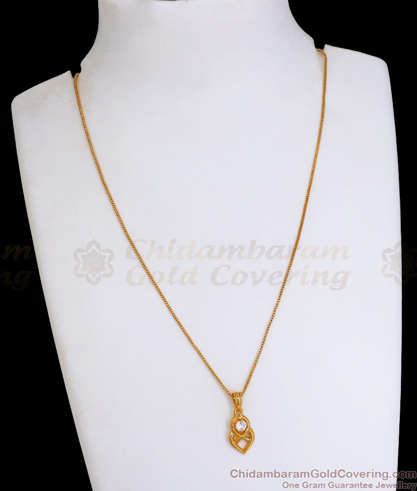 Elegant Gold Heart Pendant Chain White Ad Stone Collections SMDR2083 Elegant Gold Heart Pendant Chain White Ad Stone Collections SMDR2083
