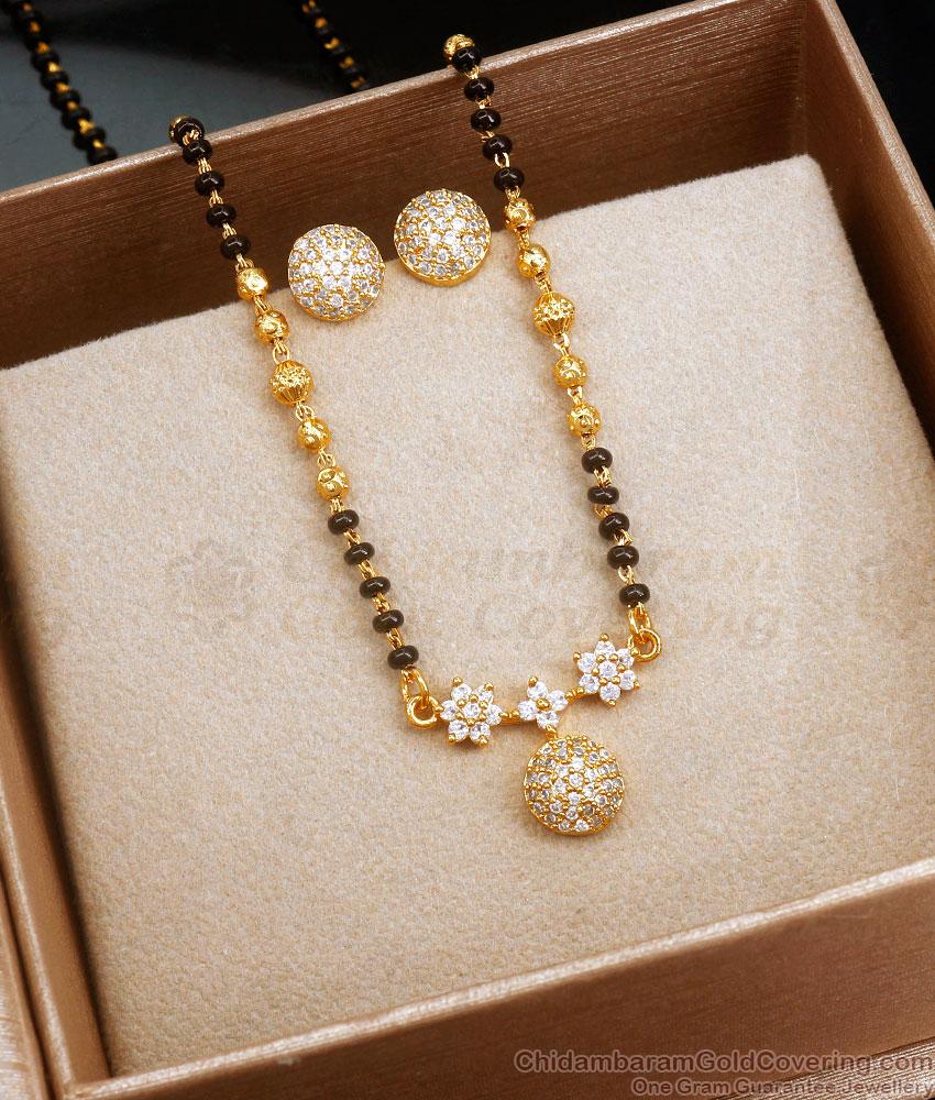 Beautiful White Cz Stone 1 Gram Gold Mangalsutra Earrings Combo Shop Online SMDR2084