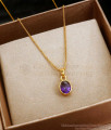 Single Amethyst Stone Gold Imitation Pendant Chain Shop Online SMDR2091