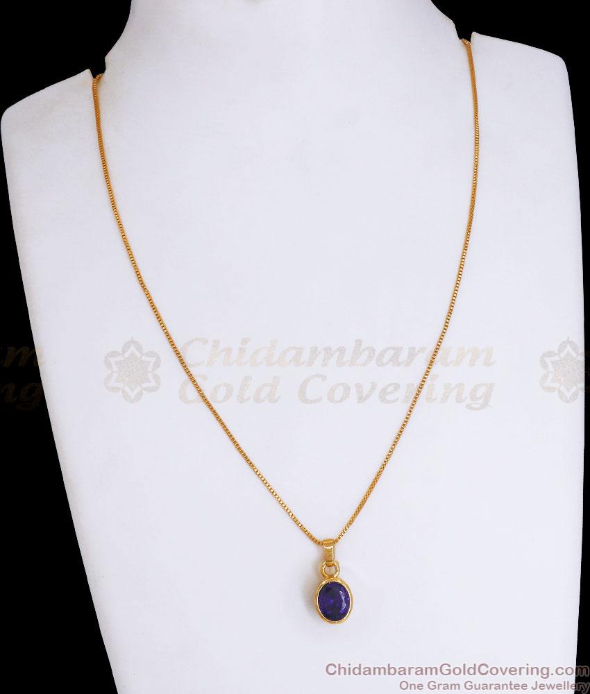 Single Amethyst Stone Gold Imitation Pendant Chain Shop Online SMDR2091