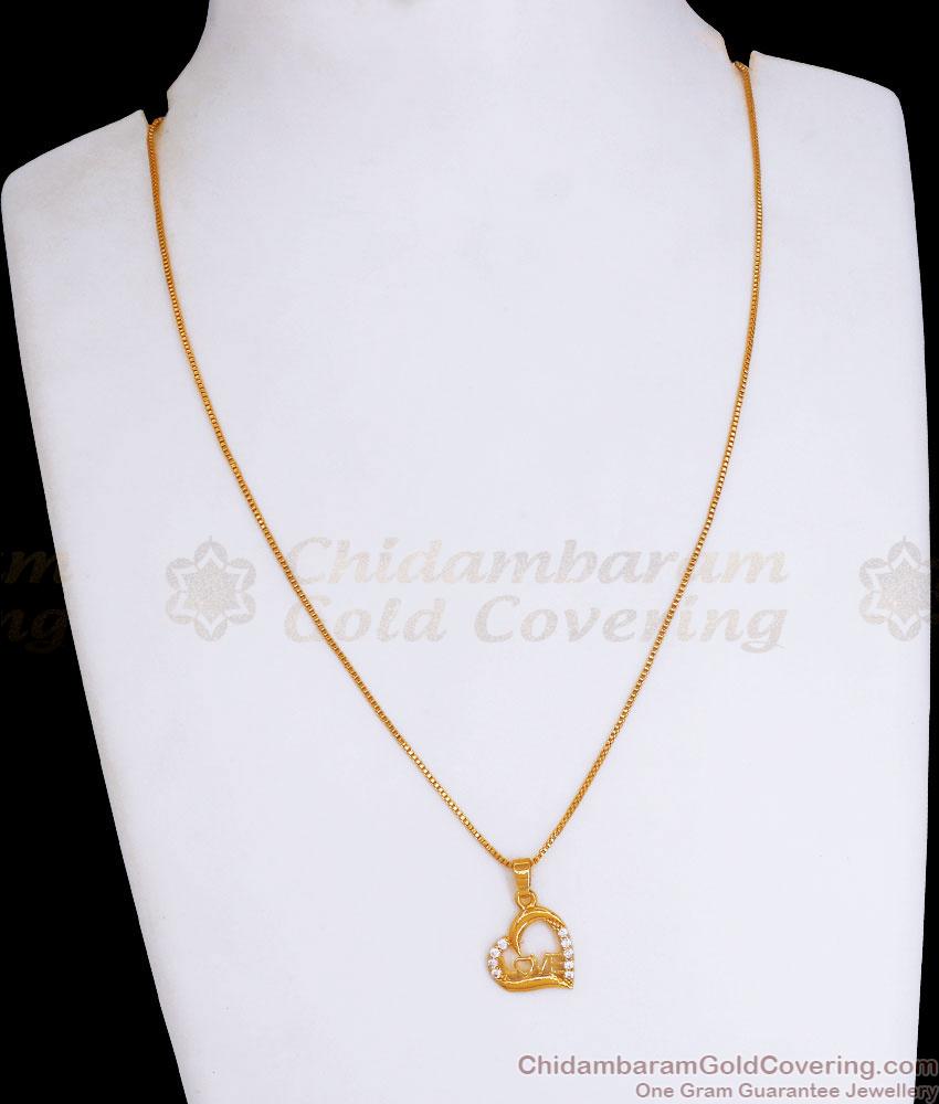 Heart Touching Gold Plated Pendant Chain With Love Wordings SMDR2094 Heart Touching Gold Plated Pendant Chain With Love Wordings SMDR2094