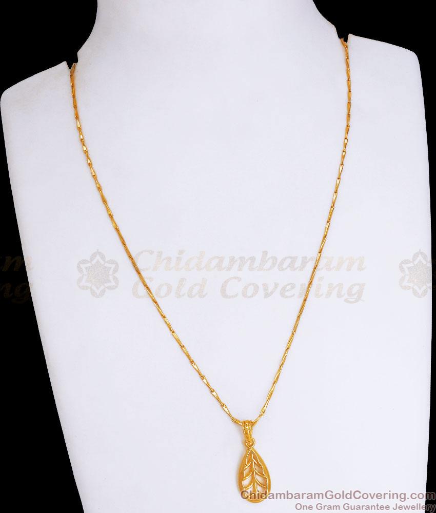 Plain Leaf Pattern Gold Plated Pendant Chain Shop Online SMDR2096