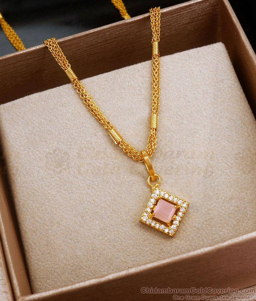 Unique Gold Tone Pendant Chain Rose Quartz Designs Shop Online SMDR2105