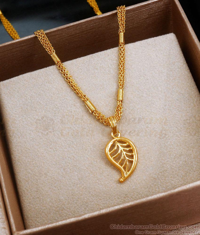 Regular Wear Gold Plated Pendant Chain Leaf Design Shop Online SMDR2106