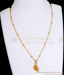 Plain Floral Design Gold Plated Pendant Beaded Chain Shop Online SMDR2108