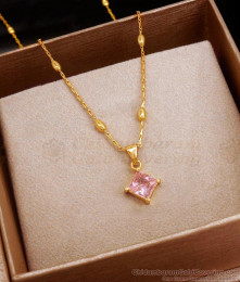 Stylish Pink Diamond Stone 1 Gram Gold Pendant Chain Collections SMDR2112 Stylish Pink Diamond Stone 1 Gram Gold Pendant Chain Collections SMDR2112