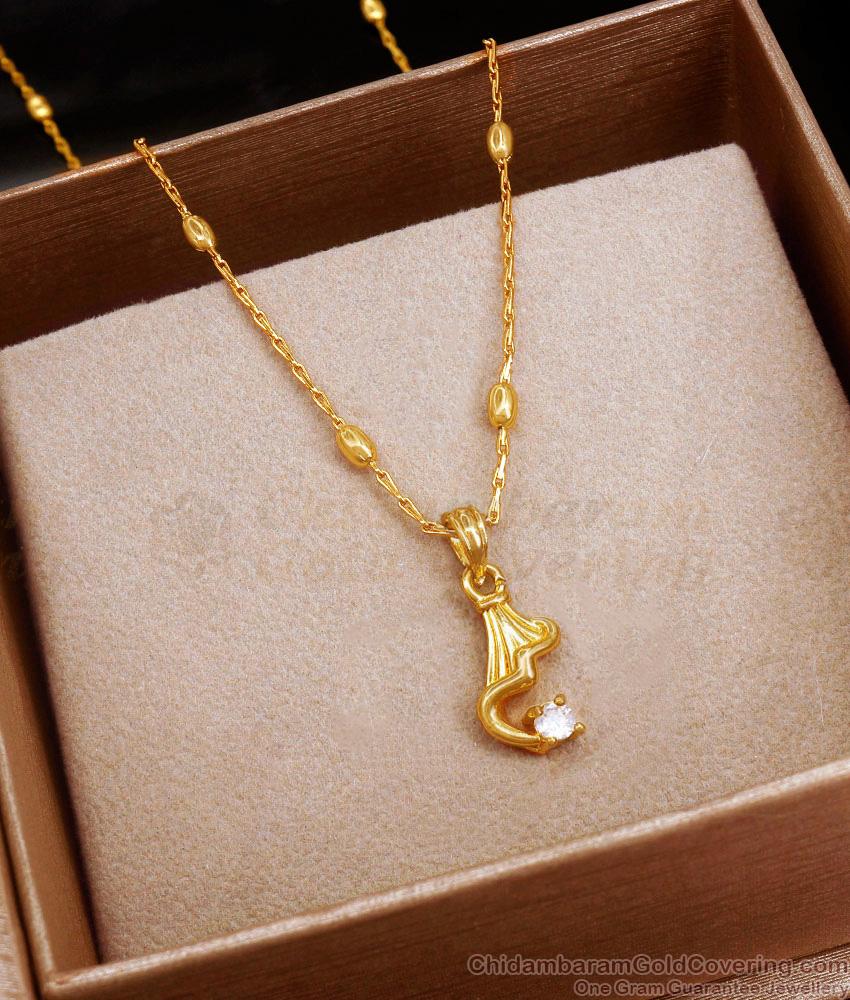 Stylish Handcrafted Gold Pendant Chain Single White Stone Designs SMDR2114 Stylish Handcrafted Gold Pendant Chain Single White Stone Designs SMDR2114