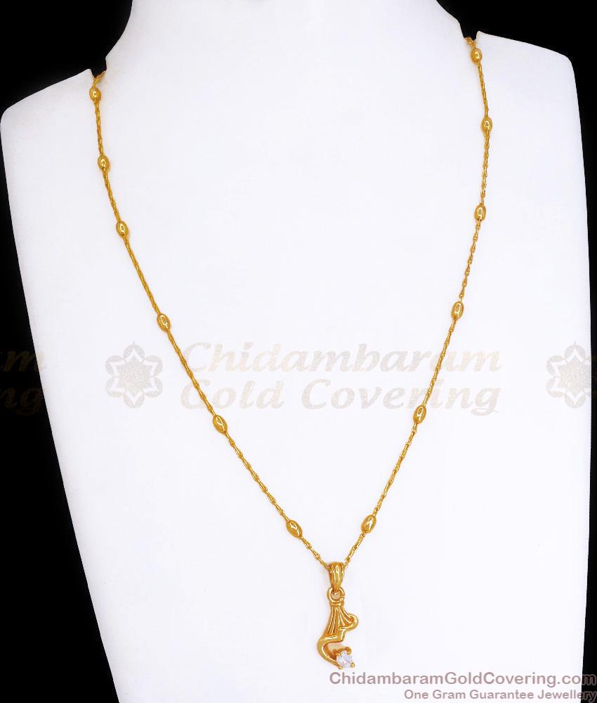 Stylish Handcrafted Gold Pendant Chain Single White Stone Designs SMDR2114 Stylish Handcrafted Gold Pendant Chain Single White Stone Designs SMDR2114