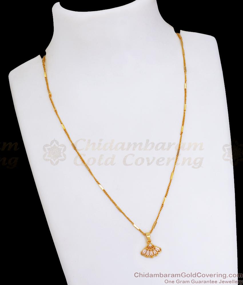 Latest Office Wear Gold Pendant Chain With Stones SMDR2118
