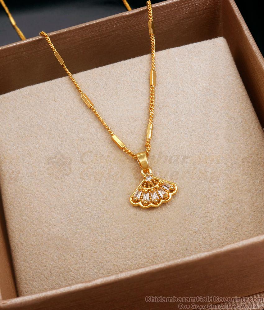 Latest Office Wear Gold Pendant Chain With Stones SMDR2118