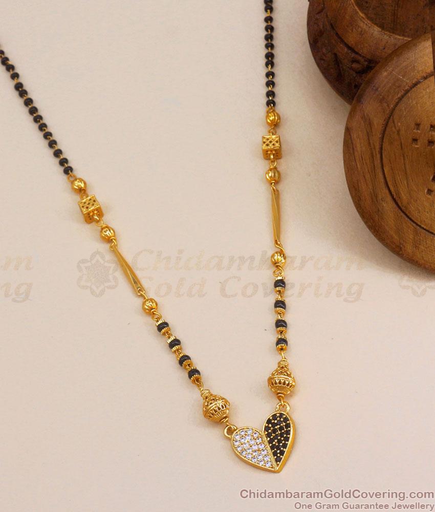 Stylish Heart Design 1 Gram Gold Mangalsutra Pendant Chain SMDR2124