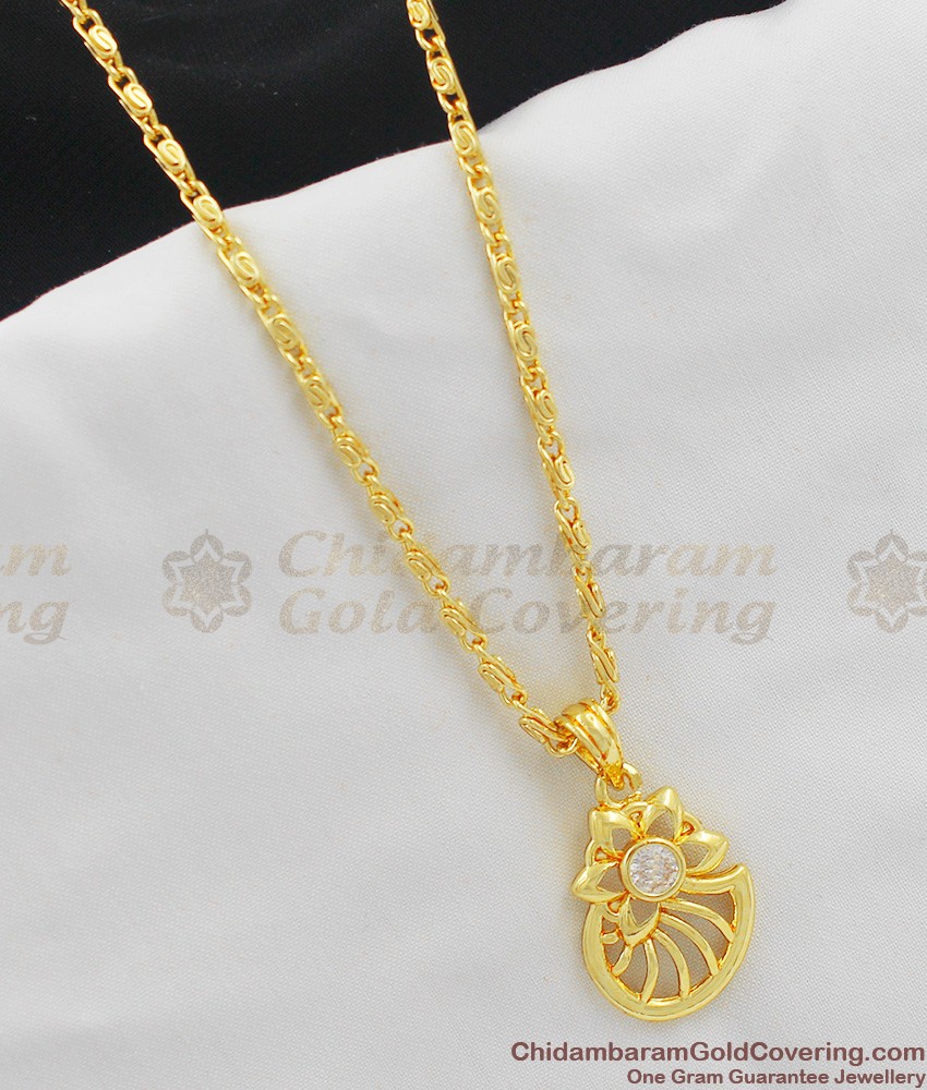 Small Flower White Stone Gold Plated Pendant SMDR213