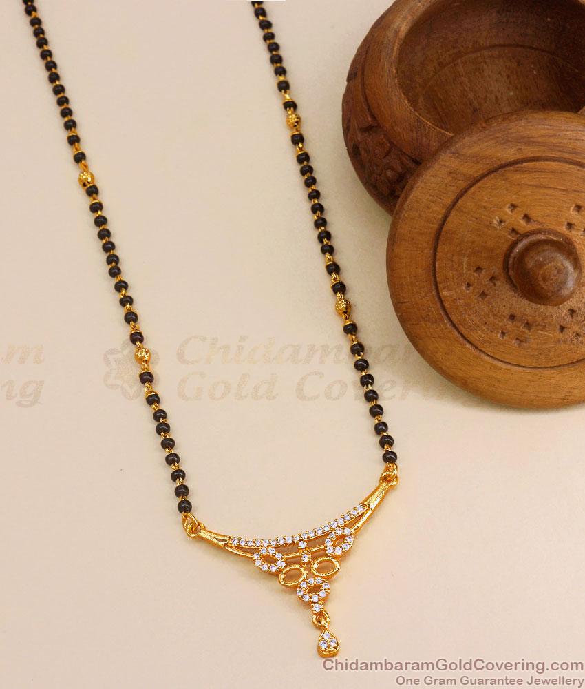 Calcutta Pattern Gold Mangalsutra With Black Beaded Chain Designs SMDR2130