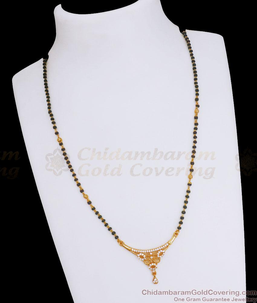 Calcutta Pattern Gold Mangalsutra With Black Beaded Chain Designs SMDR2130