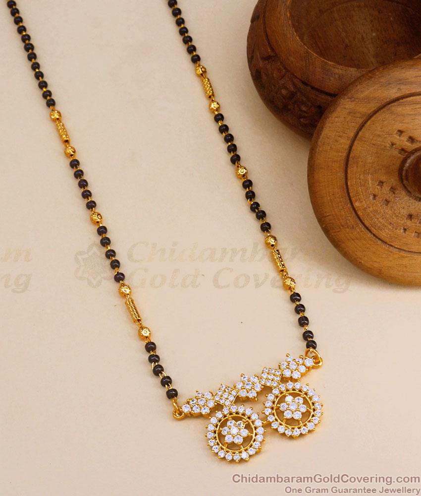 Dual Cz Stone Floral Pendant Gold Mangalsutra Chain Shop Online SMDR2131
