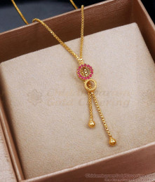 22k Gold Ruby Stone Pendant Chain For Office And College Wear SMDR2158