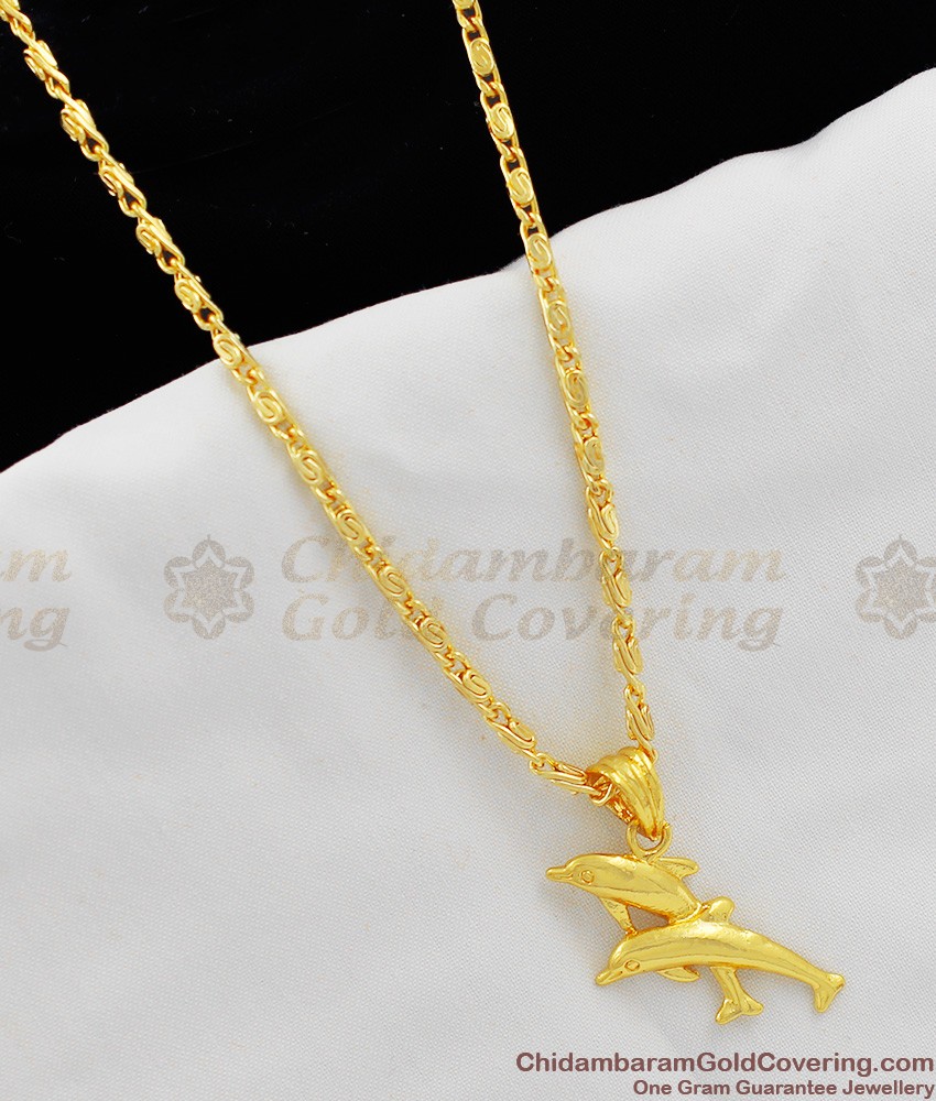 Cute Dolphin Gold Plated Pendant For Girls SMDR216