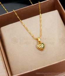 Heart Design Gold Pendant Chain With Emerald Stone SMDR2173