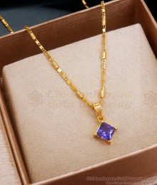 Amethyst Stone Pendant Gold Imitation Short Chains Designs SMDR2178