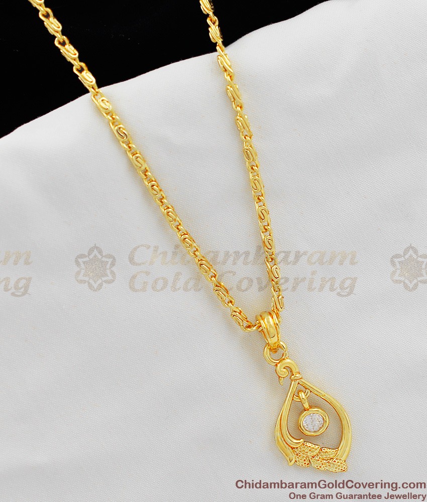 Dazzling White Stone Gold Plated Pendant SMDR218