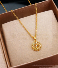 Floral White Stone Pendant 1 Gram Gold Chains SMDR2195 Floral White Stone Pendant 1 Gram Gold Chains SMDR2195