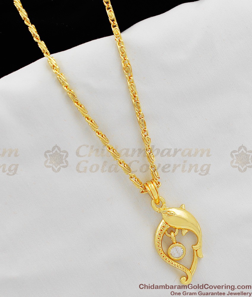 Unique White Stone Gold Plated Pendant SMDR220