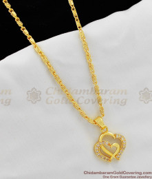 Couples Heart Shaped White Stone Gold Pendant SMDR221 Couples Heart Shaped White Stone Gold Pendant SMDR221
