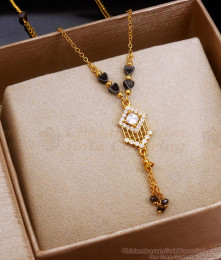 Black Heart Beaded Mangalsutra Gold Imitation Design SMDR2227